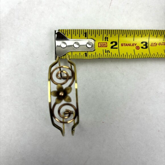 VINTAGE SIGNED‎ "KREMENTZ" GOLD OVERLAY FLORAL OPEN WORK CUFF BRACELET - Picture 6 of 10